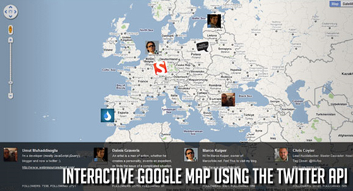 Interactive Google Map Using the Twitter API